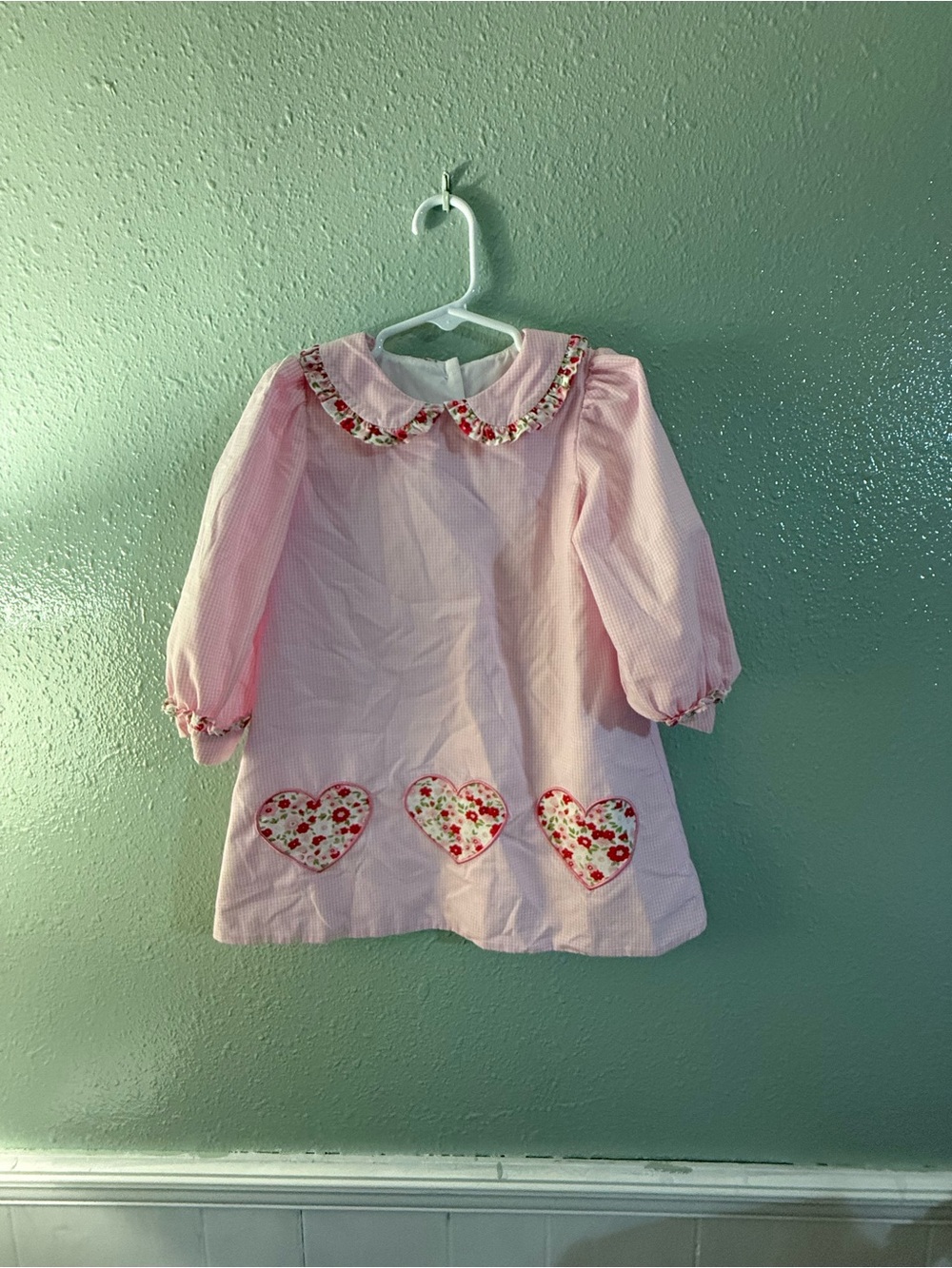 Pink Floral Heart Appliqué Girls Formal Dress
